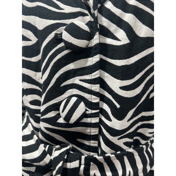 INC Zebra Print Overcoat Button Front Size Medium Side Pockets Belted - Picture 4 of 12